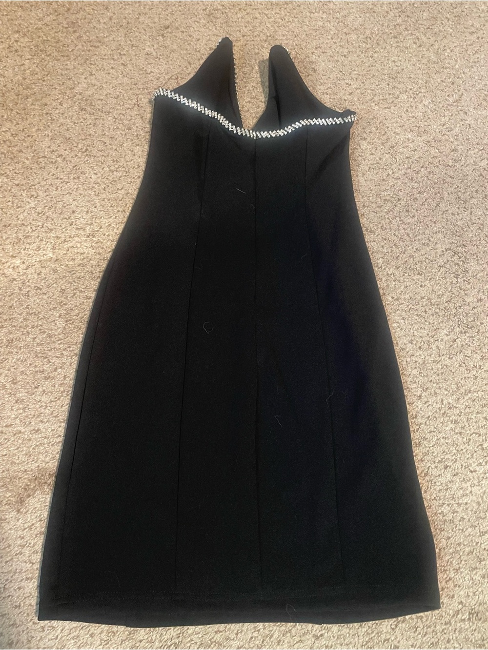 NWT COMMENSE Rhinestone Contrast Trim Sweatheart Tube Short Dress XS - Picture 5 of 6